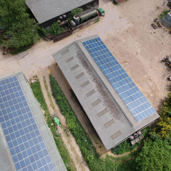 Solar panels on warehouse roof